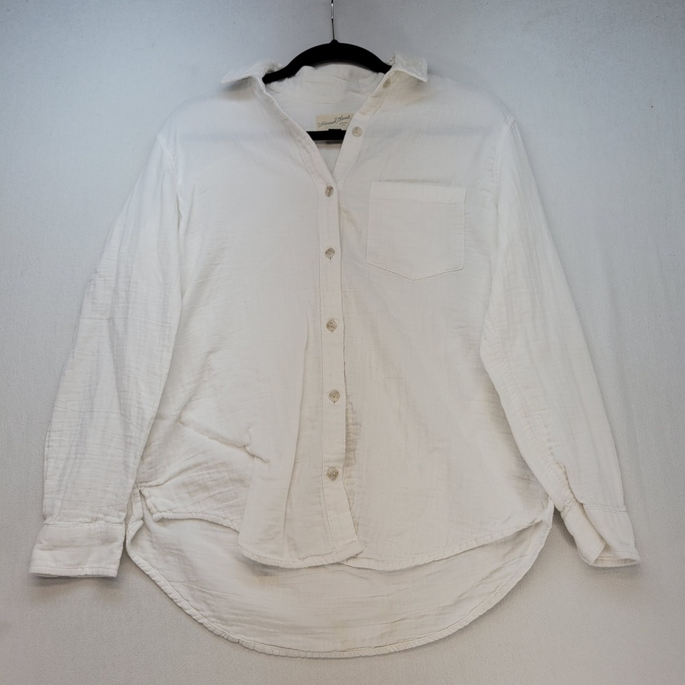 Universal Thread Button Down Womens XS White Gauze Cotton Shirt